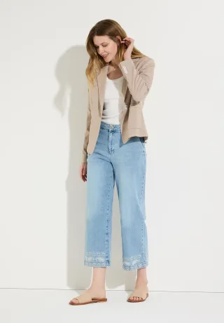 MORE & MORE - Jeans mit Stickerei am Saum denim - Gr. - 40