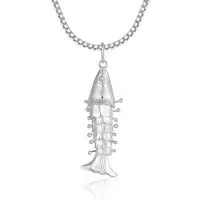NAHLE Kette mit Anhänger Silber Fisch Kette Sternzeichen Fischer Schmuck Venezianer Halskette (2-tlg., inkl. Schmuckbox), 925 Silber rhodiniert - mit beweglicher Schwanzflosse