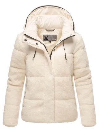 Marikoo Damen Teddy Puffer Jacke mit Kapuze & Reißverschluss – Kaguraa