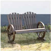 Outsunny Bank Gartenbank mit Armlehne, Tannenholz, Dunkelbraun, 108 x 66 x 95 cm (Bank, 1-St., Gartenbank), 2 Sitzer