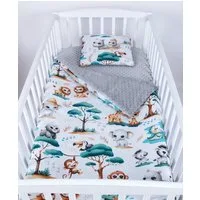 Babydecke BABYLUX Babydecke Krabbeldecke MINKY Kuscheldecke 75x100 cm+KISSEN, BabyLux, K148 - Grau + Dschungel