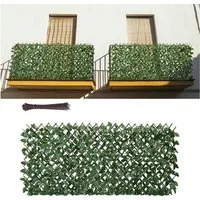 Sekey Weidenzaun Ausziehbarer Weidenzaun Sichtschutz Blättermatte Künstliche Efeu, Höhenbereich: 40 - 120cm, Breitenbereich: 113 - 308cm für Balkon