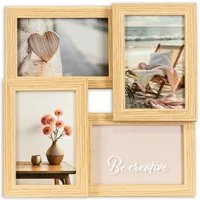 queence Bilderrahmen Collage Rahmen 3D Holz in braun, für 4 Bilder (1 St), Platz für 4 Fotos in 10x15cm