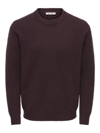 only & sons - Strickpullover mit Rundhals violet - Gr. - M