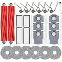 SURFOU Saugroboter Zubehör-Set 25-teilig für Roborock Qrevo, QV35A, QV35S – inkl. Reinigungsbürste, 2 Hauptbürsten 4 HEPA Filter 6 Mopptücher 6 Seitenbürsten 6Staubbeutel