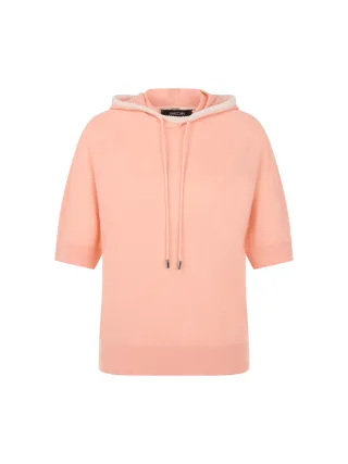 Marc Cain Sports - Feinstrick-Hoodie mit Kontrastdetails tropical peach - Gr. - 42