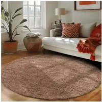 Carpettex Hochflor-Teppich Unicolor - Einfarbig, Rund, Höhe: 30 mm, Einfarbig Shaggy Teppich Wohnzimmer Langflor versch. farben und größen