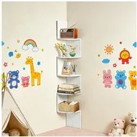 BlingBin Eckregal Wandregal 5 Ebenen, Zickzack-Schweberegal, 1er Set 1-tlg., 20x20x125 cm, Bücherregal Pflanzenregal für Bücher, Pflanzen und Deko