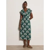 Apricot Midikleid Midaxi-Kleid mit Fächerprint mit Bindeband