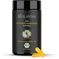 BIOLAVIVA Speiseöl Bio Schwarzkümmelöl Kapseln, hochdosiert, 5% Thymochinon -