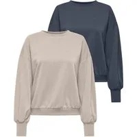 ONLY Sweatshirt ONLBROOKE L/S O-NECK SOLID 2 PACK SWT (Packung, 2-tlg) Baumwollmischung, regular fit
