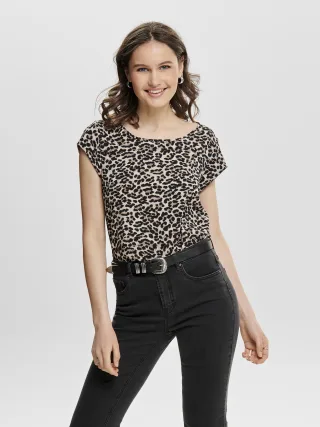 ONLY - ONLVIC S/S AOP TOP NOOS WVN Pumice Stone - Gr. - 36