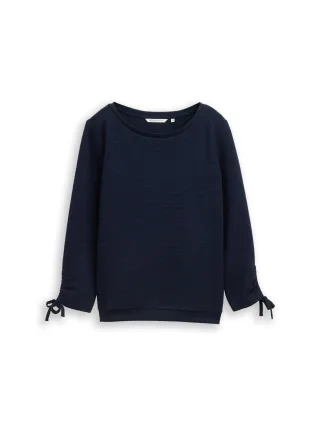 Denim Tom Tailor - Slim Fit Sweatshirt mit Raffärmeln sky captain blue - Gr. - XL