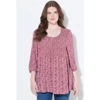 Ulla Popken Tunika Smokbluse Blüten A-Linie Rundhals 3/4-Arm