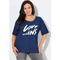 Ulla Popken T-Shirt T-Shirt Schriftdruck Oversized Rundhals Halbarm