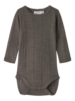 NAME IT - NBMWANG WOOL NEEDLE LS BODY SOLID NOOS Morel - Gr. - 86