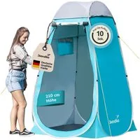 Skandika Kuppelzelt Duschzelt Pop Up, Umkleidezelt, Toilettenzelt, silberbeschichtet, Personen: 1 (1 Fenster mit Moskitonetz und Abdeckung, Tragetasche, Gute Ventilation), 210 cm Stehhöhe, Blickdicht, separater Boden, Duschbefestigung, leicht