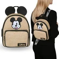 Disney Mickey Mouse Cityrucksack Disney Mickey Mouse Damenrucksack beige mit Ohren, geflochten
