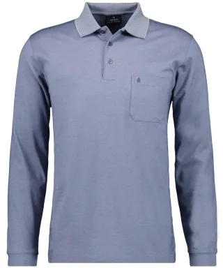 RAGMAN - Softknit-Polo mit Brusttasche, Langarm - Gr. - XL