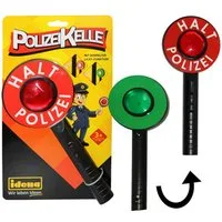 Idena Spielzeug-Polizei Einsatzset Idena 40159 - Polizeikelle mit Lichtfunktion in grün und rot, ca. 24