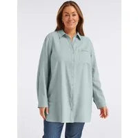 Sheego Klassische Bluse Leinenbluse Langarm