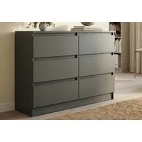 Home Collective Kommode mit 6 Schubladen 95, 120, 140, 160 cm breit Holz Schrank (Highboard Anrichte Schlafzimmer Wohnzimmer Flur Büro Organizer), Kommode 95 cm breit Kommode Sideboard, Anthrazit