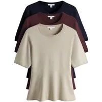 The Set Schößchenshirt The Set Feinstrick-T-Shirt mit Schößchen, 3er-Pack (3-tlg)