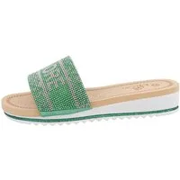 Ital-Design Damen Mules Freizeit Pantolette (86016954) Keilabsatz/Wedge Keilsandaletten in Grün