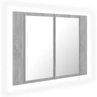 vidaXL Spiegelschrank NA LED Bad Spiegelschrank Betongrau 60x12x45 cm Badezimmer LED-Beleuch