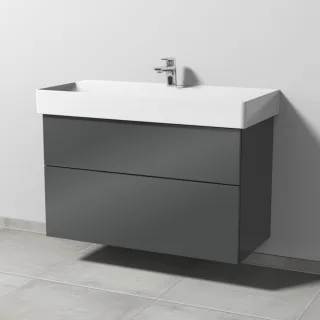 Sanipa 3way Waschtischunterbau zu Duravit Dura Square Waschtisch mit 2 Auszügen, Anthrazit-Glanz SF42779