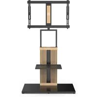 FITUEYES TV-Ständer TV-Standfuß mit verstellbarer Ablage, 55-88 Zoll, (bis 88,00 Zoll, höhenverstellbar, ±30° schwenkbar, aus Buchenholz)