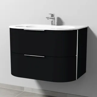 Sanipa 4balance Glas-Set mit 2 Auszügen, Schwarz-Matt, DG20208 DG20208