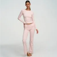 cfab (creamy fabrics) Loungehose Cotton Flared Bootcut Leggings-Crystal Pink-L (1-tlg)