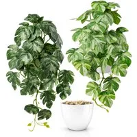 Kunstpflanze Künstliche Hängepflanzen im bruchfesten Topf, Hängepflanze künstlich Efeu, Monstera, Philodendron, Calathea, Pfeilblatt, Mosaik- & Zebrapflanze, PASCH, Bruchfester weißer Kunststofftopf