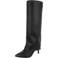 Ital-Design Modischer Damenstiefel mit spitzer Zehenform und Absatz High-Heel-Stiefel (90482662) Pfennig-/Stilettoabsatz Stiefel in Schwarz
