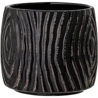 Bloomingville Blumentopf Hena, Schwarz gerillt 13,5cm Steingut Übertopf Dekotopf dänisches Design
