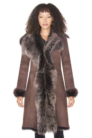 Damen-Trenchcoat aus Toscana-Schaffell-Wildleder-Tbilisi