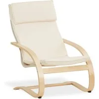 Homestyle4u Relaxsessel Schaukelsessel Wohnzimmer Beige Schwingsessel Schaukelstuhl Kopfstütze (1 Stuhl, 1-St., Stuhl mit Bezug), Bezug abnehmbar, Essstuhl