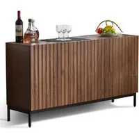 Merax Sideboard Skandi mit 3 Türen und verstellbaren Einlegeböden (Aktenschrank Küchenschrank, für Wohnzimmer & Flur), Kommode Anrichte Schrank mit Metallfüße, Breit:150cm
