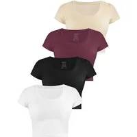 Janice Kurzarmshirt 4 x Damen crop T-Shirt Nantes Kurzes Shirt aus Baumwolle