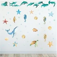 Sunnywall Wandtattoo Unterwasser Fische Meereswelt - Wandtattoo Aufkleber (6 St), konturgeschnitten