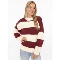 Zwillingsherz Strickpullover "Blockstreifen" Rundhalsausschnitt, mit breiten Streifen und Wollanteil