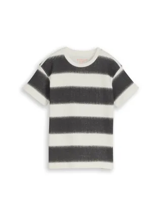 tom tailor kids - Oversize T-Shirt mit Waffelstruktur off white grey sprayed stripe - Gr. - 116/122