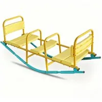 Rolipo Wippe 3-Sitzer Kinderwippe Indoor Spielgerät mit Rückenlehne & Haltegriffen 133x42x52cm, Geschenke für Kinder 3–8 Jahre