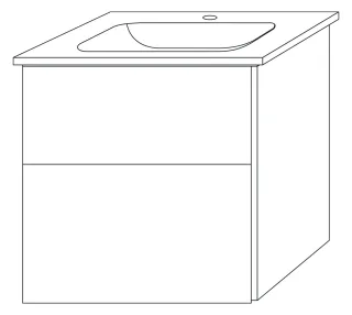 Sanipa 3way Keramik-Set Design Keramik-Waschtisch und Unterbau mit 2 Auszügen, Kaschmir-Matt SP4791U