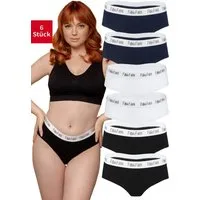 Fabio Farini Slip Damen Unterhosen - Frauen Hipster Panties aus elastischer Baumwolle (Packung, 6-St) im sportlich modernen Look mit Logo-Bund