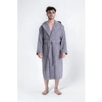 Bruno Banani Herrenbademantel Clement, ideal für Sauna & Spa, Hotelbademantel, Morgenmantel, Langform, Walkfrottier, Kapuze, Gürtel, 100% Baumwolle, einfarbig, glänzende Streifen-Bordüre, Taschen, S-4XL