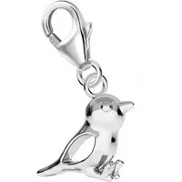 Goldene Hufeisen Charm-Einhänger kleiner Spatz Karabiner Charm Anhänger 925 Sterling-Silber (1 x Charm, inkl. Etui), für Gliederarmband oder Halskette