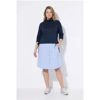 Ulla Popken Midikleid Kleid Materialmix Rollkragen 3/4-Arm Biobaumwolle