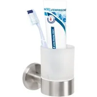 bremermann Zahnputzbecher Bad-Serie PIAZZA - Glasbecherhalter, aus Edelstahl matt, (1-St)